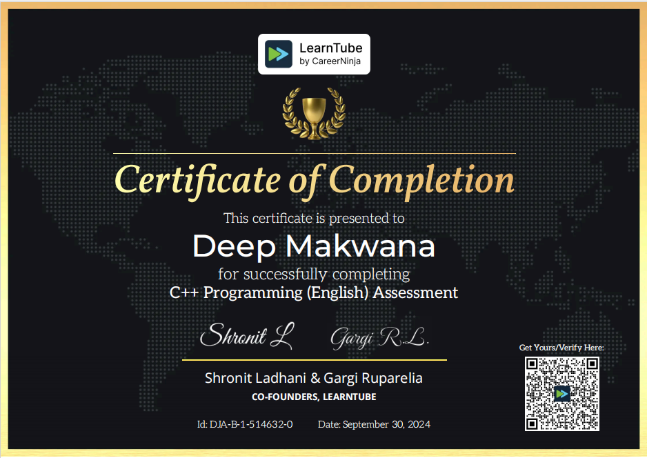 C++ certificate preview